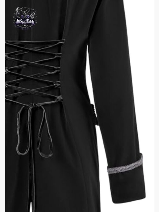 Victorian Steampunk Jacket Velvet Pirate Gothic Costume Blazer Adjustable - Picture 7 of 7